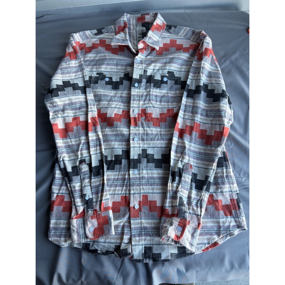 Jack Threads Flannel Shirt Mens L Red Black Aztec Geometric Cotton Excellent
